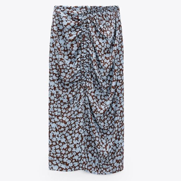 Zara DRAPED FLORAL PRINT SKIRT - Picture 5 of 8